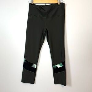 Under Armour Dark Green Capri Leggings with Black and Green Accents